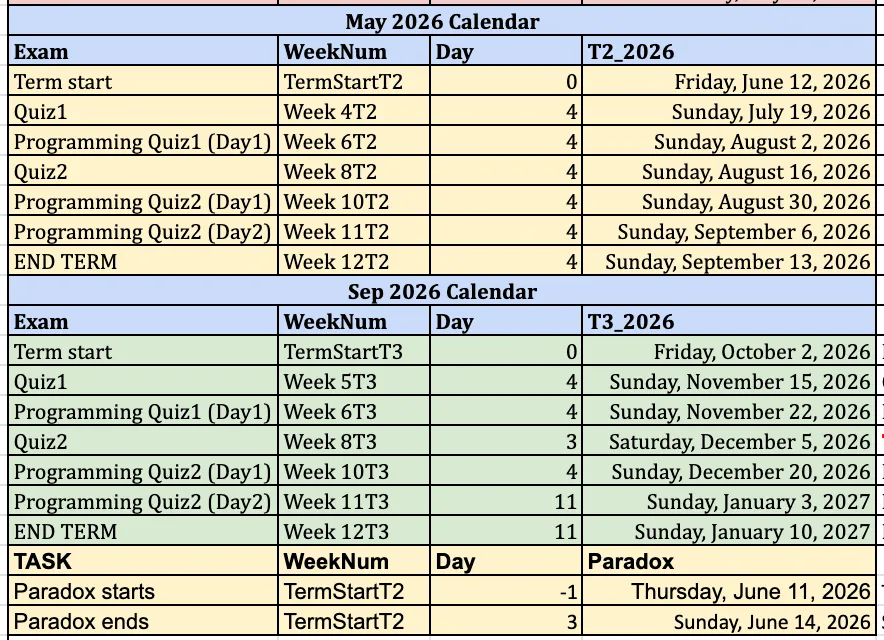 May & September 2026 Term Calendar